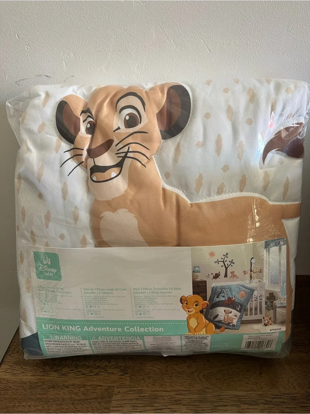 Disney Baby Lion King Mini Crib Set in Teal and Tan